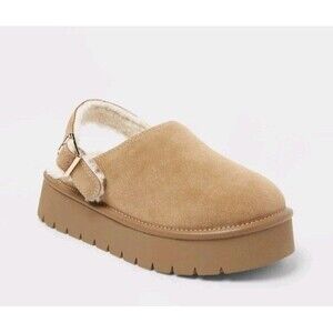 Art Class Kids' Paisley Cozy Clogs Comfort Slingback Faux Fur Tan Sandal  Size 1